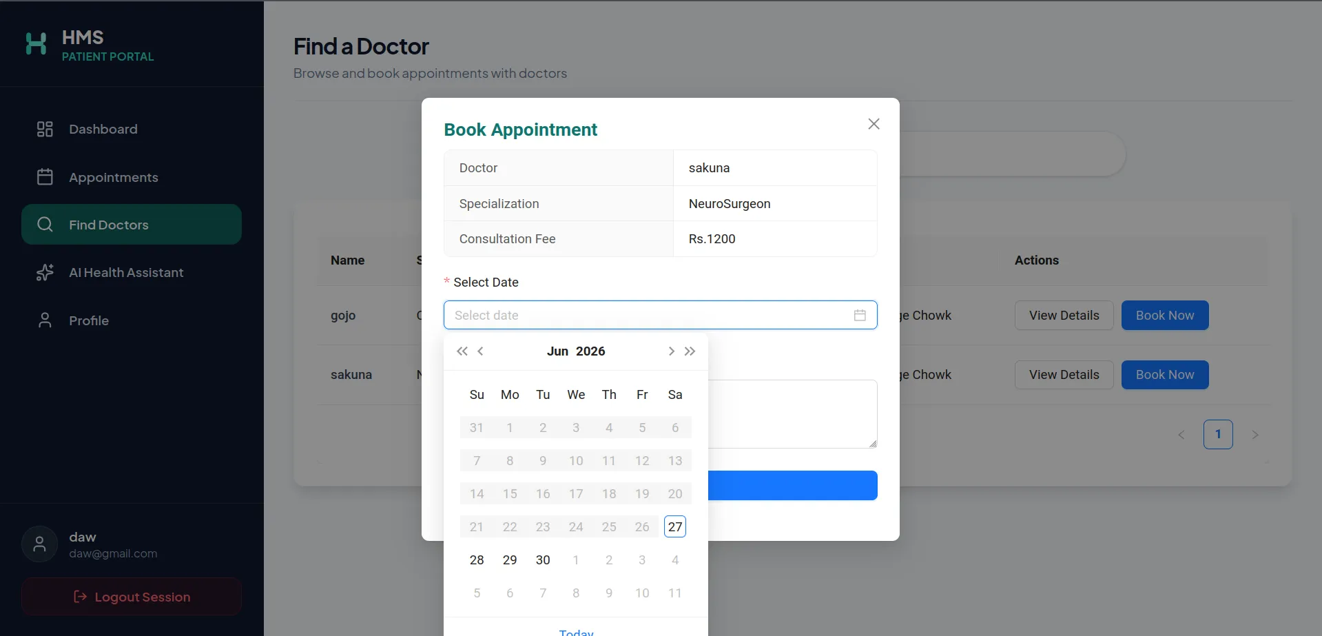 Hospital Management System screenshot 2